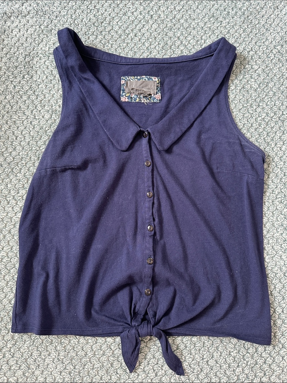 Anthropologie Navy Button-Front Tie Hem Camisole